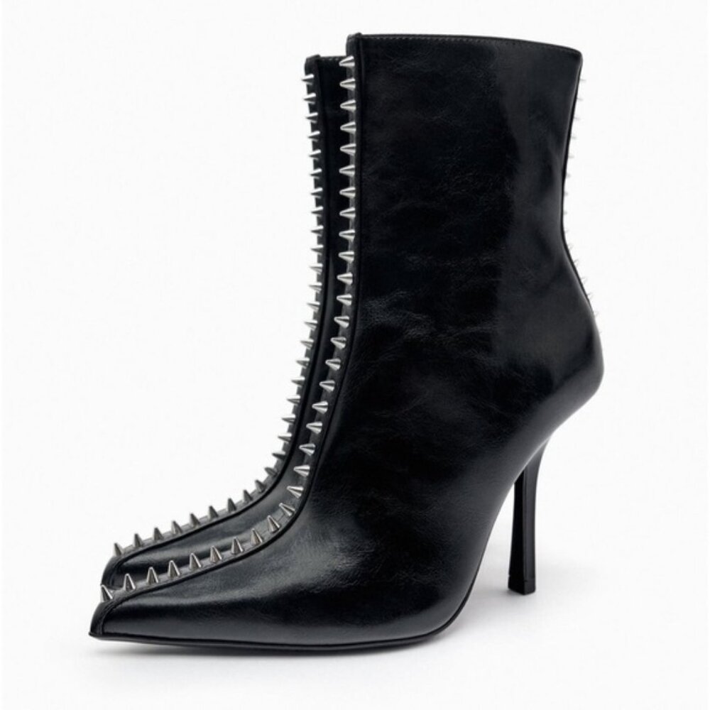 Zara Studded Heeled Ankle Boots studs Spiked Size 36 NEW - Picture 4 of 16